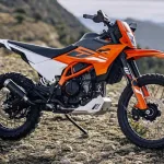 KTM 390 Enduro R 2025 in orange color on Andhra Pradesh off-road trail