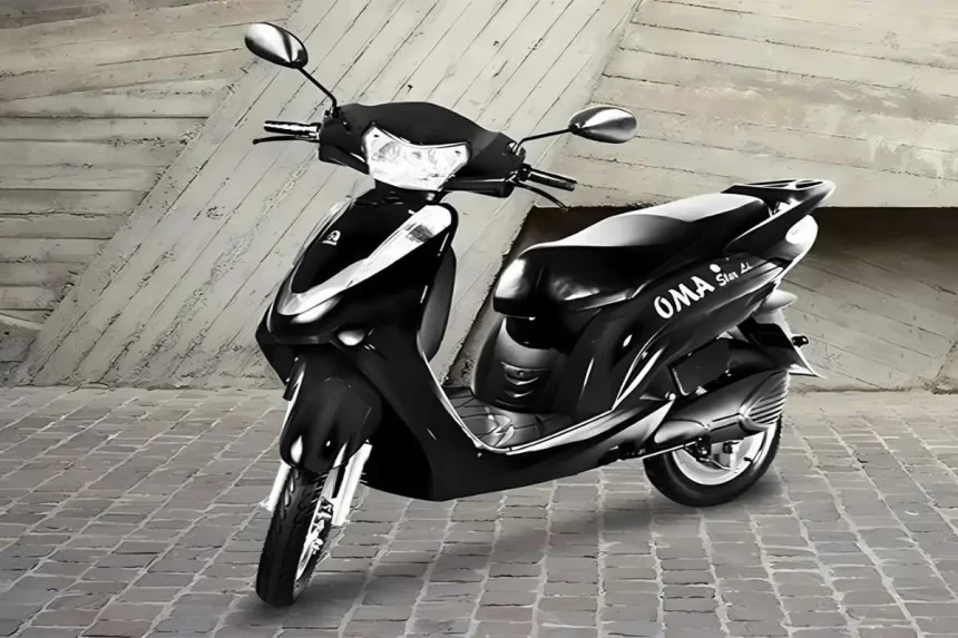 Lohia Oma Star electric scooter 2025 in Red, showcasing simple design with 65 km claimed range for Indian commuters