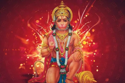 Lord Hanuman as a divine child, born to Anjana Devi and Kesari with Vayu Dev’s blessings, celebrated in 2025.