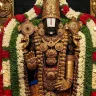 Lord Venkateswara Swamy idol in Tirumala temple, a sacred Hindu pilgrimage site for devotees.