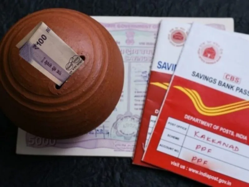 Post Office counter promoting POMIS, a safe investment scheme for monthly income in 2025, with 7.4% interest rate.