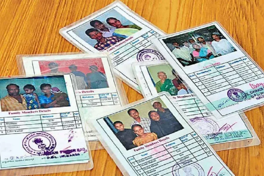 Ration card holder completing e-KYC process at a ration shop for June 2025 update