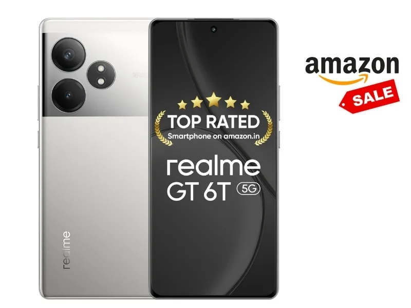 Realme GT 6T price drop offer interface on Amazon India, 2025