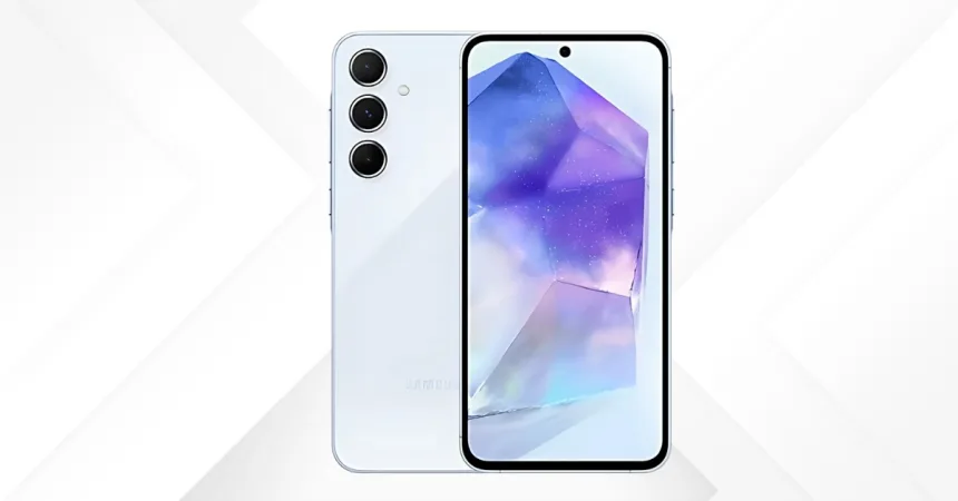 Samsung Galaxy A55 5G in Awesome Iceblue, India 2025