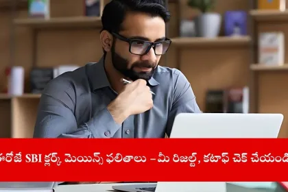 student checking SBI Clerk Mains Result 2025 on laptop, India 2025
