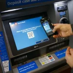 SBI ATM displaying UPI QR code for cardless cash withdrawal, launched in 2025 for secure digital banking.