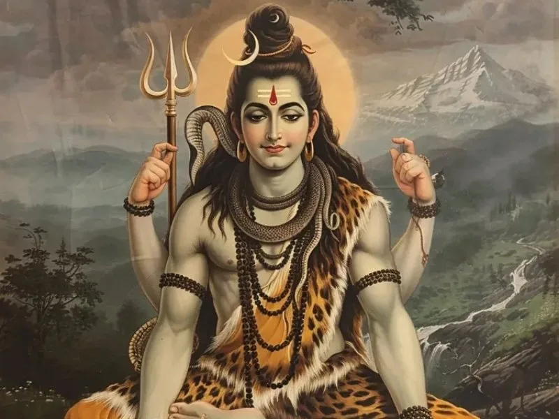 Shiva Linga during Rudrabhishekam, with Bilva leaves and Rudraksha, representing sacred worship practices in 2025.