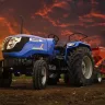Sonalika Tiger Electric Tractor 2025 in Blue, showcasing eco-friendly design with 25.5 kW battery for Indian farmers