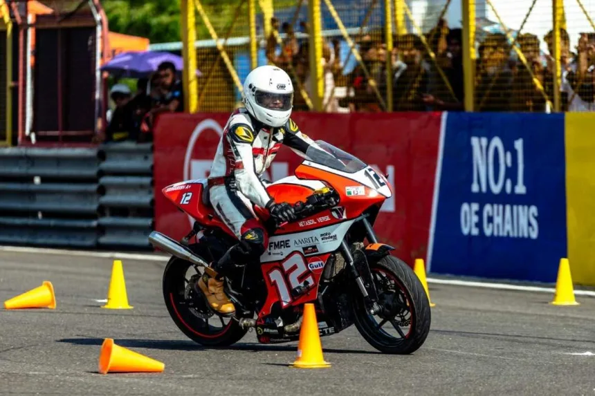 Engineering students at the Student Moto Tech Challenge 2026 workshop at Kari Motor Speedway, Coimbatore