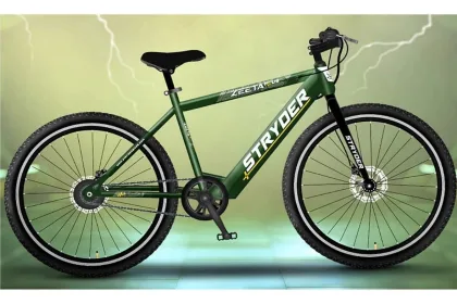 Tata Stryder Zeepta electric cycle 2025 in black color on Andhra Pradesh road