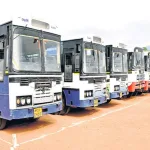 TGSRTC bus pass counter in Hyderabad showing new fare rates for 2025 after 20-24% hike.