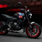2025 Triumph Trident 660 Triple Tribute in tri-colour livery on Andhra Pradesh highway
