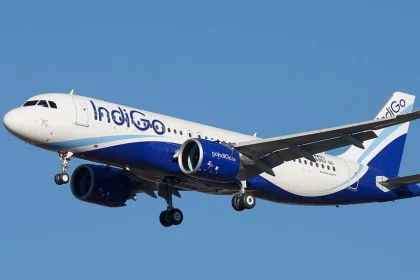 IndiGo aircraft at Visakhapatnam airport, ready for the new Abu Dhabi flight service starting June 13, 2025.