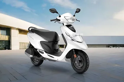 TVS Scooty Zest 110 scooter 2025 in matte black on Andhra Pradesh street