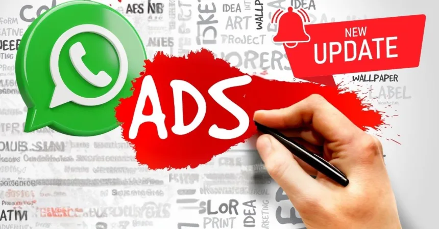 Urban user viewing WhatsApp ads in Updates tab on smartphone, India 2025